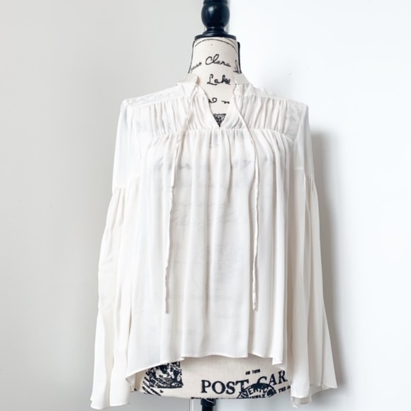 Alice + Olivia Tops - Alice + Olivia Sheer White Long Sleeve Top